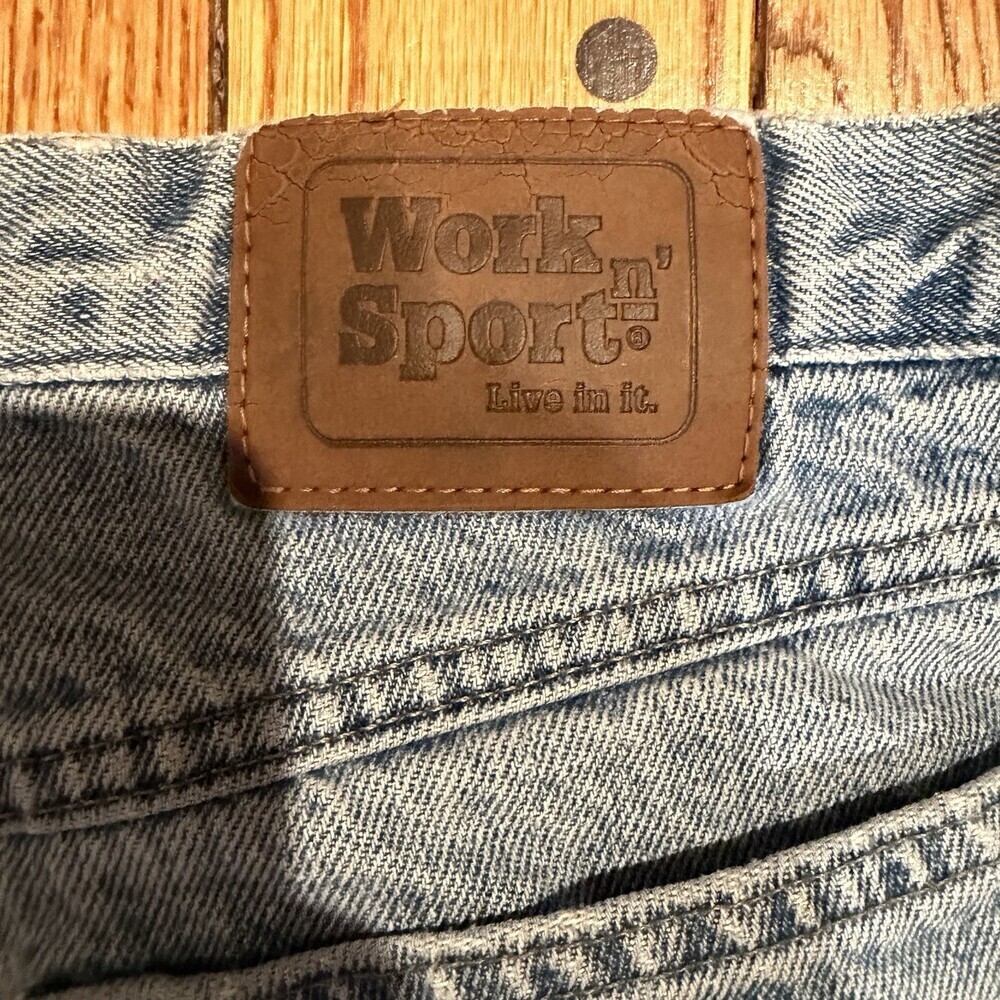 Work Sport Flannel Lined Jeans Mens 32x30 Light Wash Workwear Grunge Denim - Picture 6 of 13